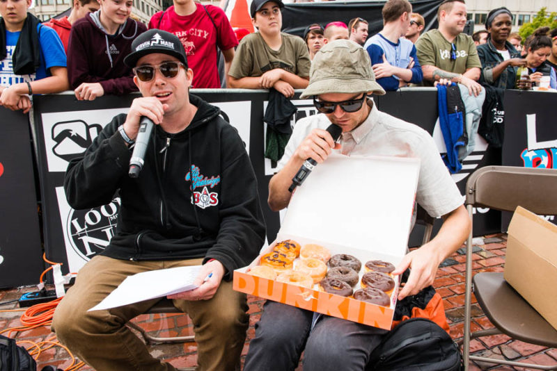 Preston demanded these donuts from the crowd, they, being nice people, obliged.