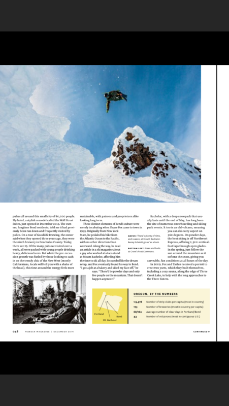 Page 4 is Bend is Back. Benny Schmitt featured on top of the page going big in Mount Bachelor BC. Yeah Benny!