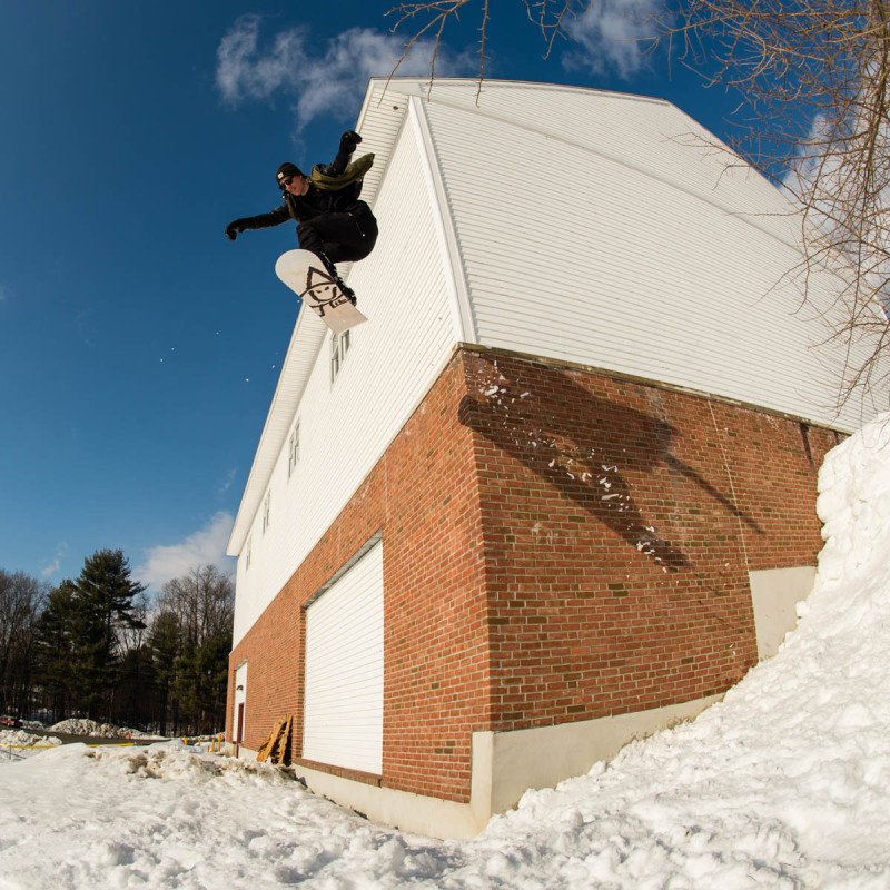 Erik escapes a thin ledge nose press with a floaty frontside 180.