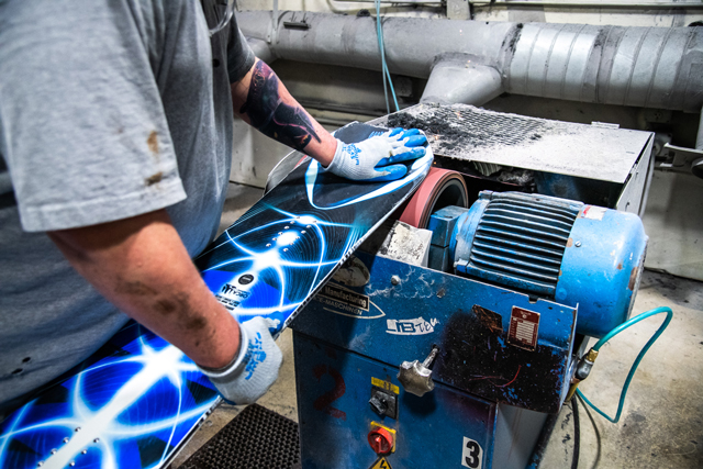 Base grinding the Lib Tech Orca Snowboard