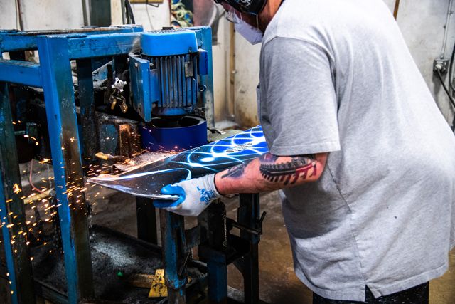 Tim McCabe grinding snowboard edges