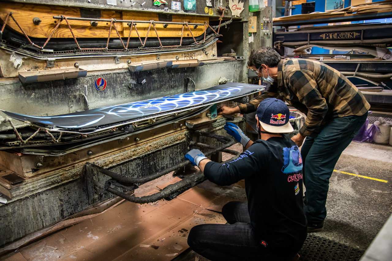 Travis Rice building a Lib Tech Orca Snowboard