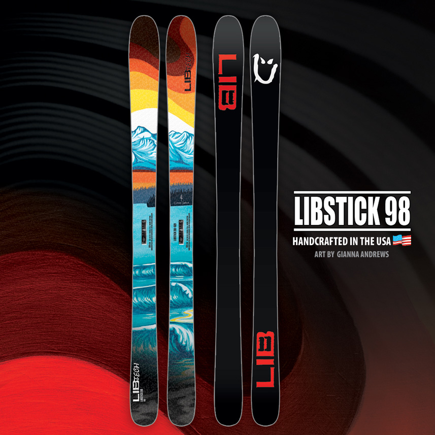 Lib Tech Libstick Women's Skis with art by Gianna Andrews